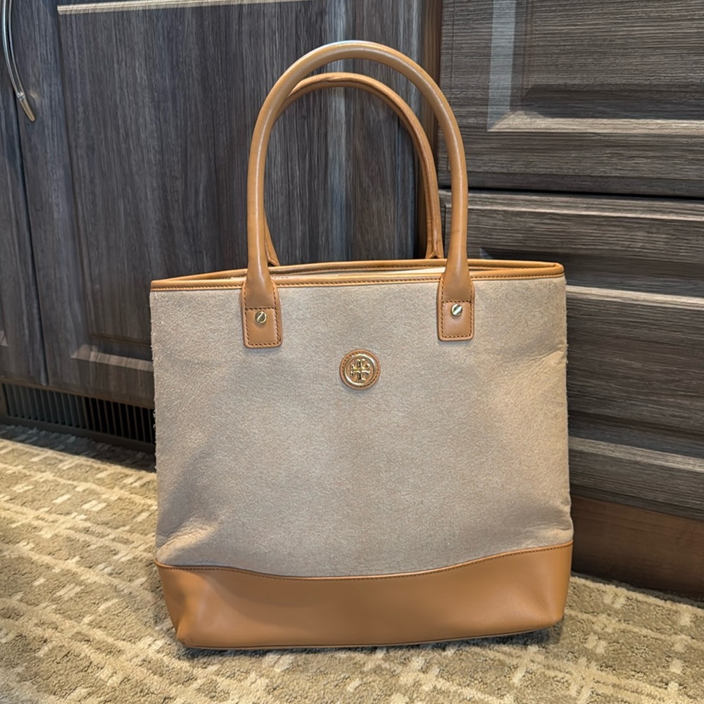 Tory Burch Tan and Cream Tote Bag